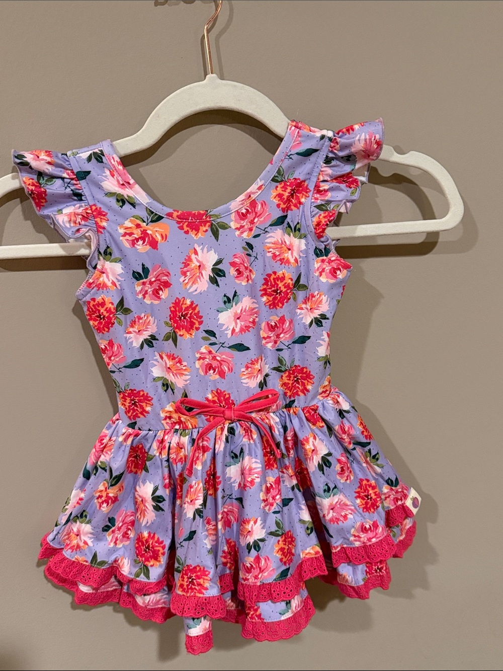 cheeky plum Lavender Floral Dress with Pink Accents